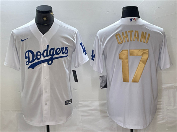 Los Angeles Dodgers #17 Shohei Ohtani White Gold Cool Base Stitched Jersey